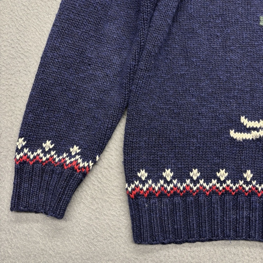 Lauren Ralph Lauren Navy Ski Jumper Sweater with Red, Cream, Gray, Brown Accents - Picture 3 of 16